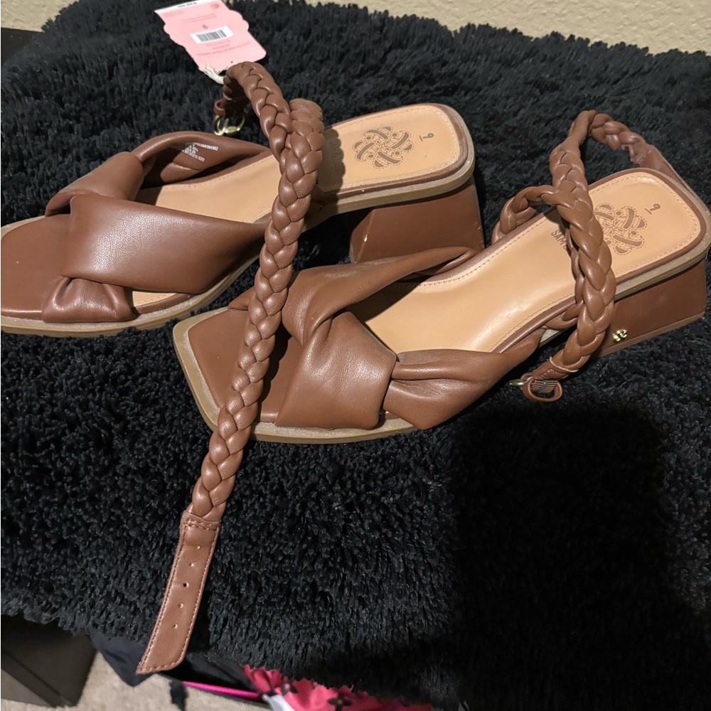 Sam & Libby Brown Braided Strap Sandals